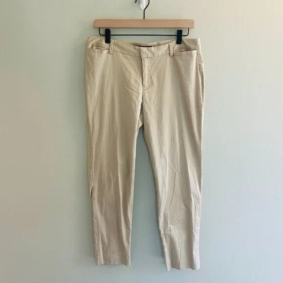 Dressbarn Roz & Ali The Smart Fit Pants Womens Size 8 Khaki Ankle Chino - Picture 1 of 10